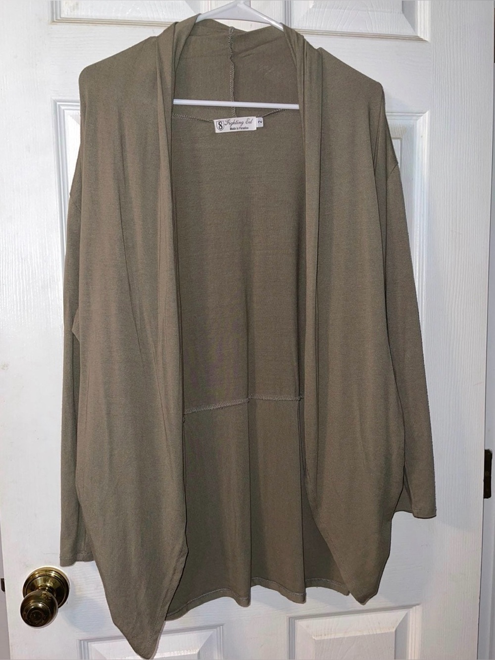 Fighting Eel Kimono Cardigan in Light Olive Green.